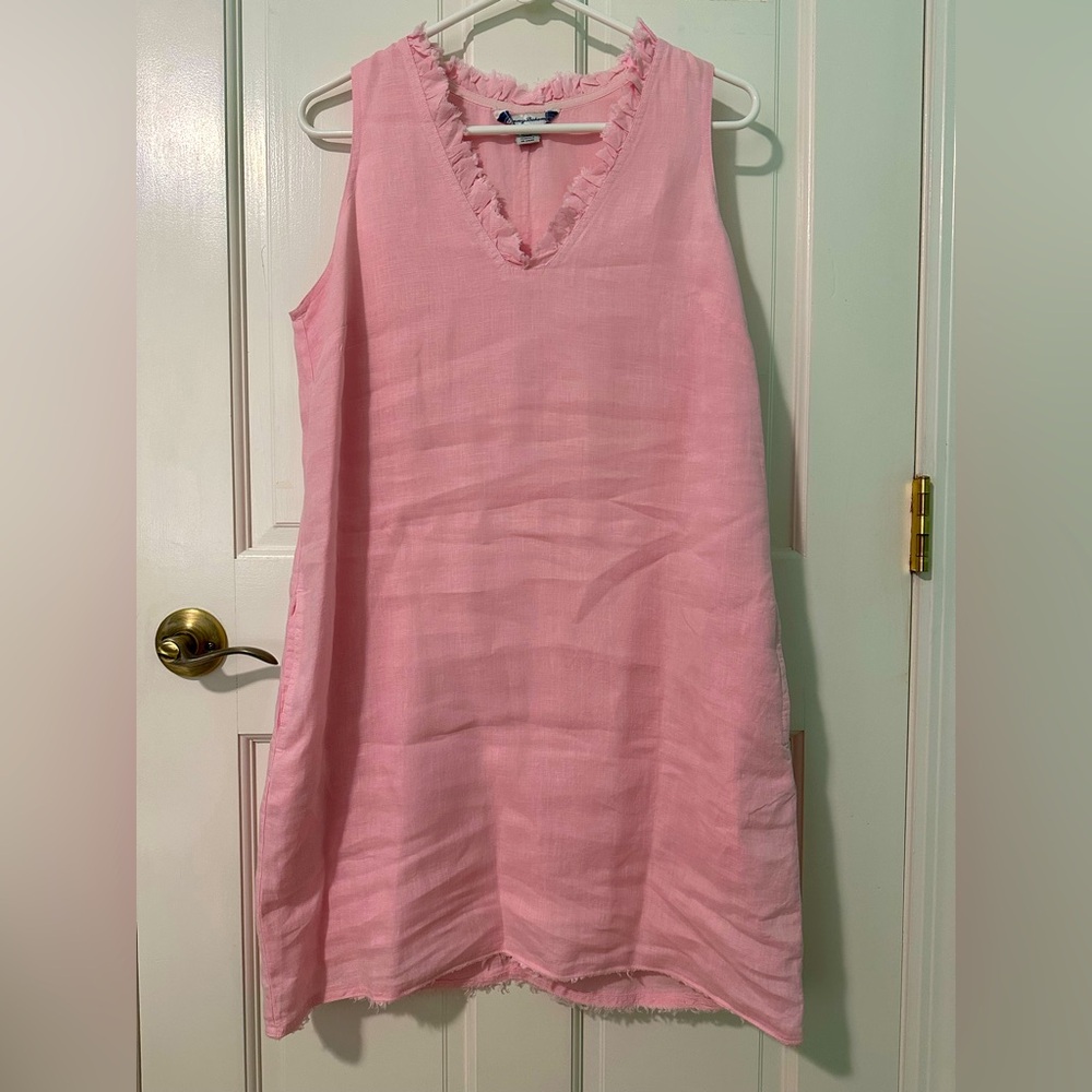 Tommy Bahama Light Pink Linen V-Neck Dress